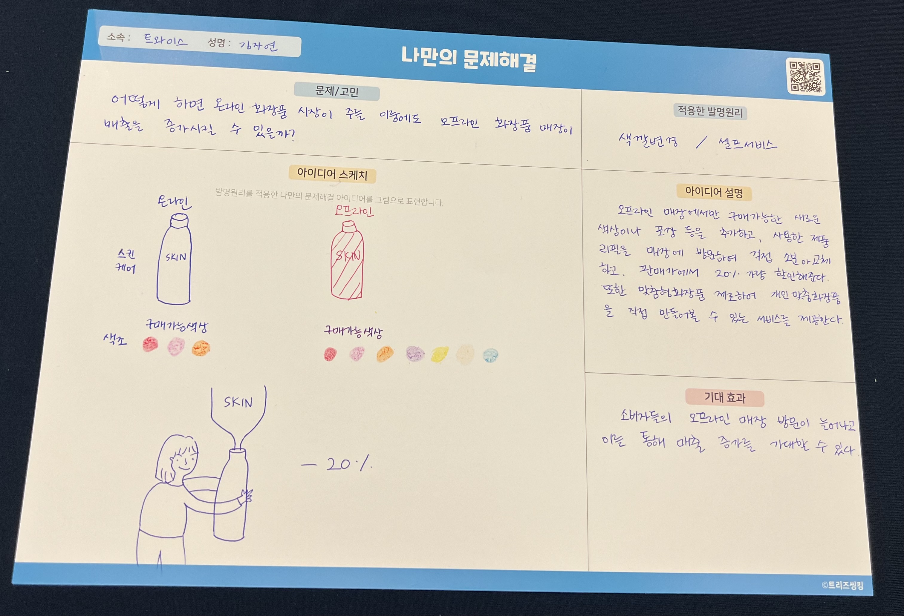 오프라인 화장품 매장 매출 감소 문제 해결